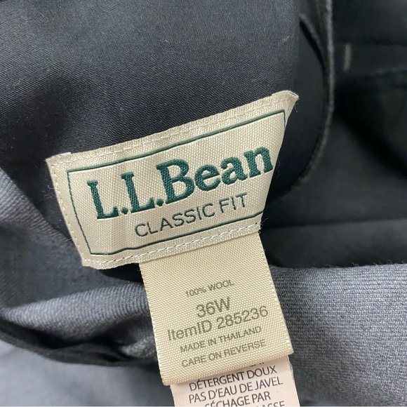 L.L Bean Wool Dress Pants Mens 36W Classic Fit Grey Flat Front - Picture 7 of 11